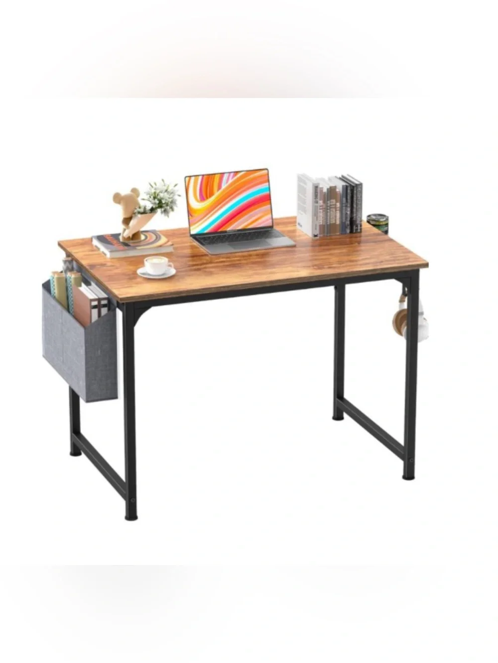 Desk side hanging organizer storage bag with 3 pockets.